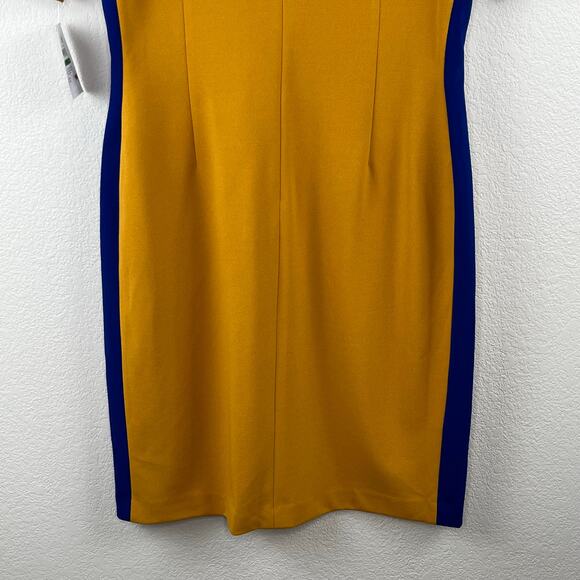 Kasper Short Sleeve Knit Colorblock Sheath Midi Dress Mustard Combo XXL NWT - Picture 10 of 14